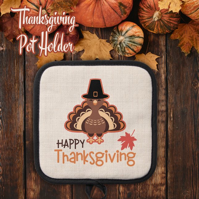 Happy Thanksgiving Festival Pilgrim Türkei Topflappen (Happy Thanksgiving Festive Pilgrim Turkey Pot Holder)