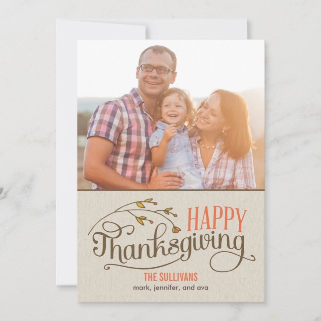 Happy Thanksgiving Foto Cards Feiertagskarte (Vorderseite)