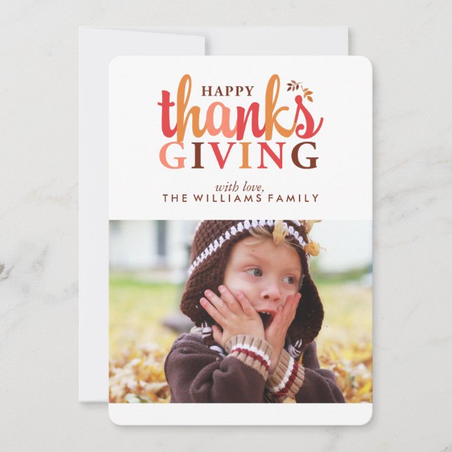 Happy Thanksgiving Foto Feiertagskarte (Vorderseite)
