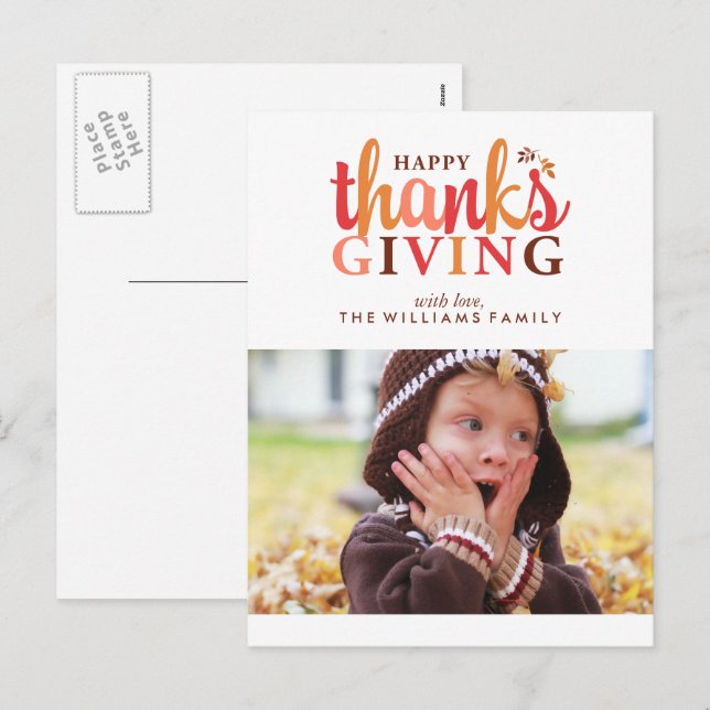 Happy Thanksgiving Foto Feiertagspostkarte (Vorne/Hinten)