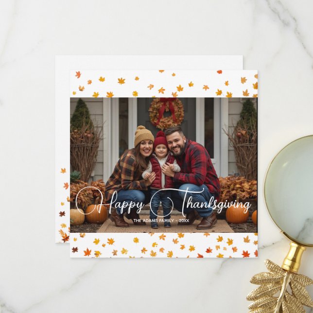 Happy Thanksgiving| Fotokarte für Erntedank Dankeskarte (Vorderseite/Rückseite Beispiel)