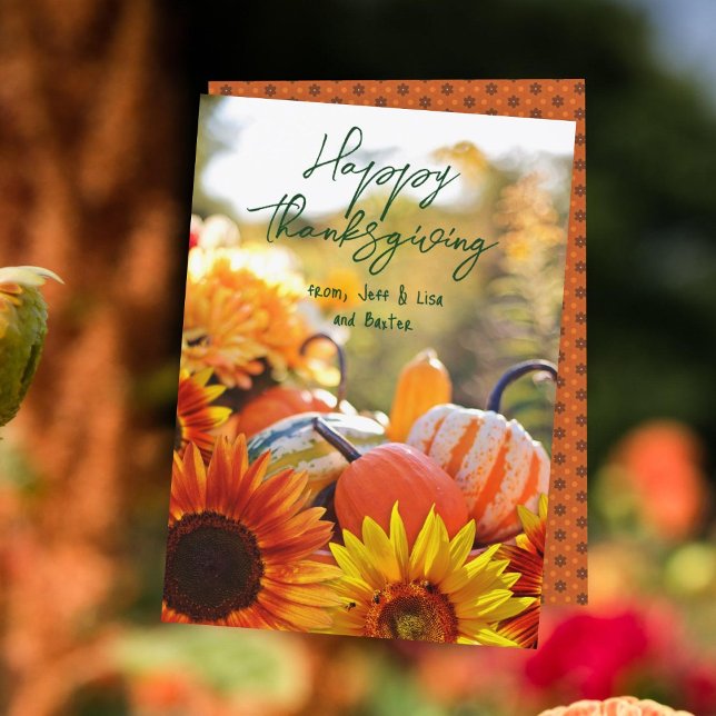 Happy Thanksgiving Friends Sunflower Pumpkins Card Einladung (Von Creator hochgeladen)