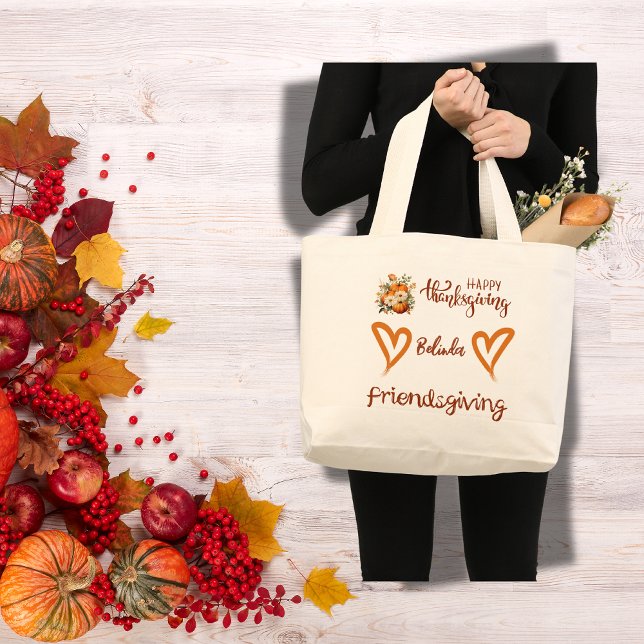 Happy Thanksgiving, Friendsgiving Monogram | Jumbo Stoffbeutel (Von Creator hochgeladen)