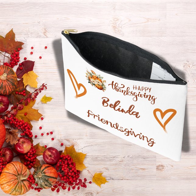 Happy Thanksgiving, Friendsgiving Monogram | Zubehörtasche (Von Creator hochgeladen)