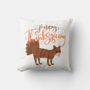 Happy Thanksgiving Funny Cat Türkei Kissen
