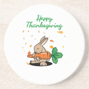 Happy Thanksgiving Funny Rabbit Sandstone Getränkeuntersetzer