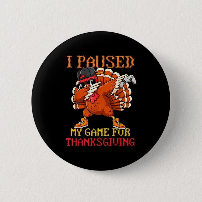 Happy Thanksgiving Gaming Fall Turkey Gamer Boys K Button (Vorderseite)