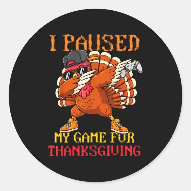Happy Thanksgiving Gaming Fall Turkey Gamer Boys K Runder Aufkleber (Vorderseite)