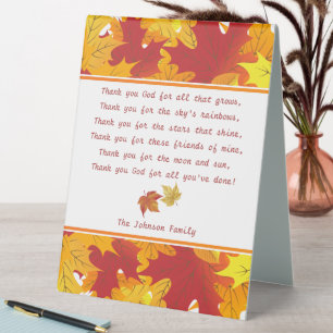 Happy Thanksgiving Gebet Personalisiert Tischaufsteller