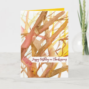 Happy Thanksgiving Geburtstag Fall Bäume Branchen Karte