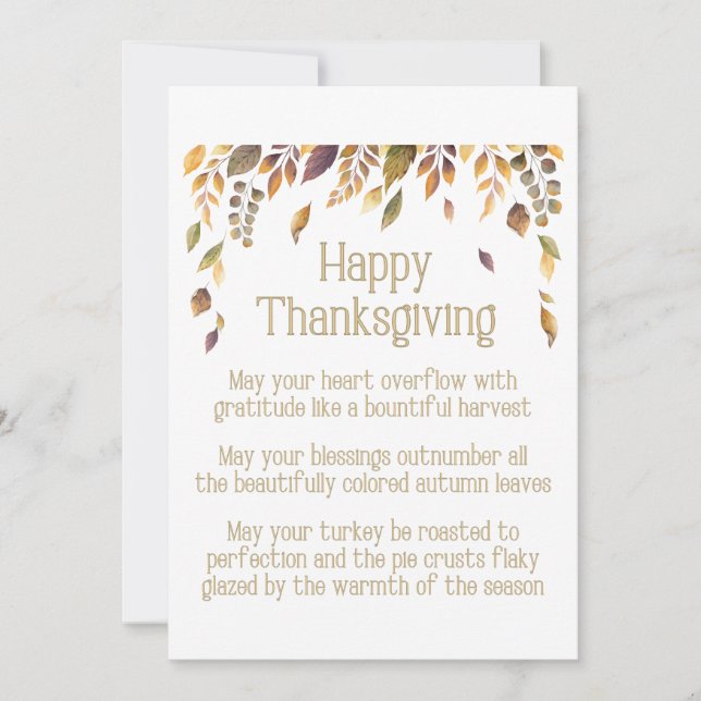 Happy Thanksgiving Gedicht Feiertagskarte (Vorderseite)