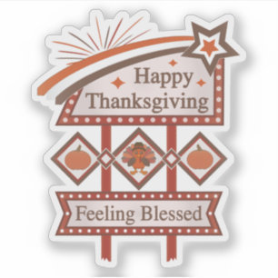 Happy Thanksgiving Gefühl gesegnet Retro-Zeichen Aufkleber