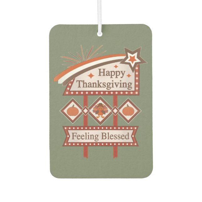 Happy Thanksgiving Gefühl gesegnet Retro-Zeichen Autolufterfrischer (Vorderseite)