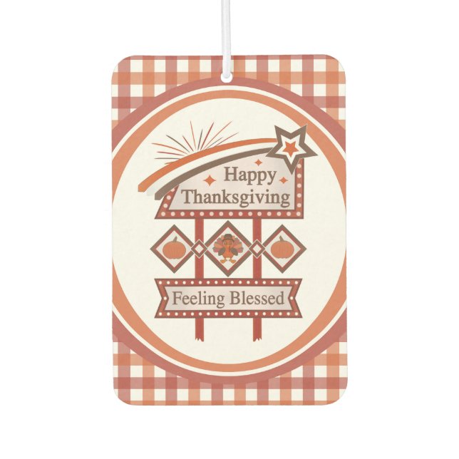 Happy Thanksgiving Gefühl gesegnet Retro-Zeichen Autolufterfrischer (Vorderseite)