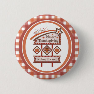 Happy Thanksgiving Gefühl gesegnet Retro-Zeichen Button