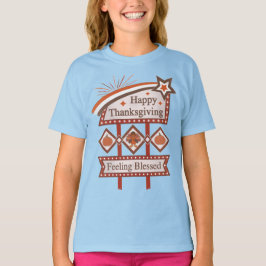 Happy Thanksgiving Gefühl gesegnet Retro-Zeichen T-Shirt