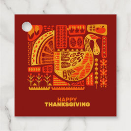 Happy Thanksgiving Geometric Abstrakt Orange Brown Geschenkanhänger