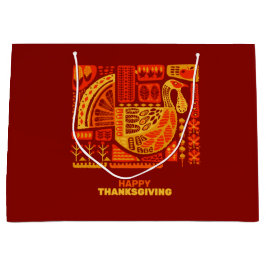 Happy Thanksgiving Geometric Abstrakt Orange Brown Große Geschenktüte