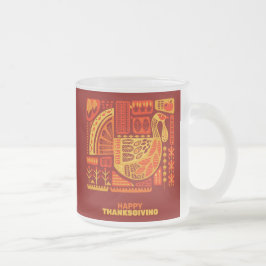 Happy Thanksgiving Geometric Abstrakt Orange Brown Mattglastasse