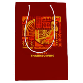 Happy Thanksgiving Geometric Abstrakt Orange Brown Mittlere Geschenktüte