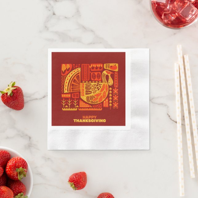 Happy Thanksgiving geometrischer Cocktail Serviette (Beispiel)