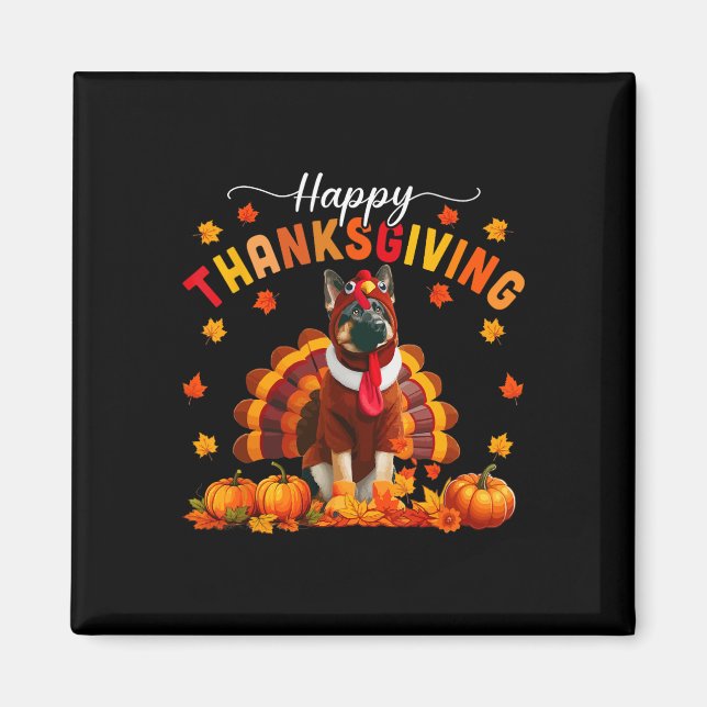 Happy Thanksgiving German Shepherd Cosplay Fall Tu Magnet (Vorne)