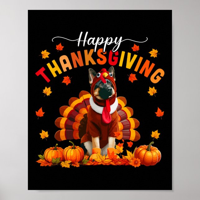 Happy Thanksgiving German Shepherd Cosplay Fall Tu Poster (Vorne)