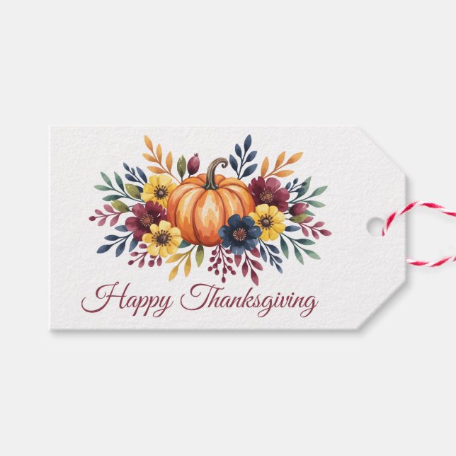 Happy Thanksgiving Geschenkanhänger (Vorderseite (Horizontal))