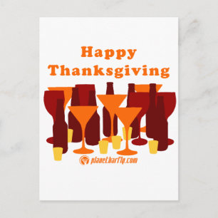Happy Thanksgiving Glasses Feiertagspostkarte