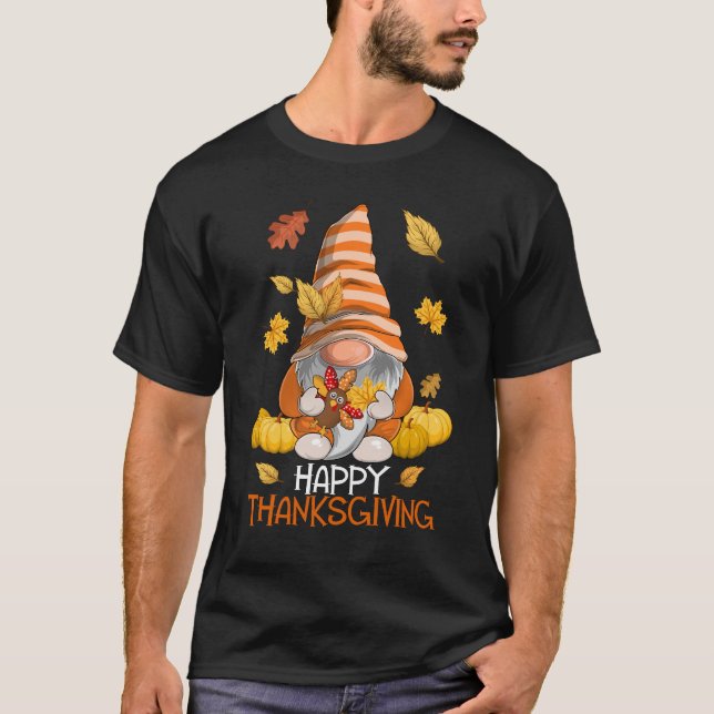 Happy Thanksgiving Gnome Fall T-Shirt (Vorderseite)