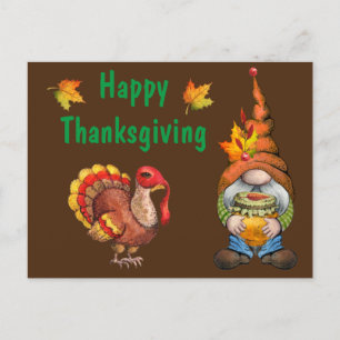 Happy Thanksgiving Gnome Postkarte