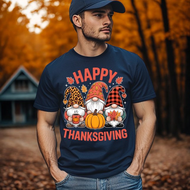 Happy Thanksgiving Gnomes Niedlich Coffee & Pumpki T-Shirt (Von Creator hochgeladen)
