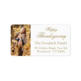 Happy Thanksgiving Gold Foto Rücksendeadresse Adressaufkleber