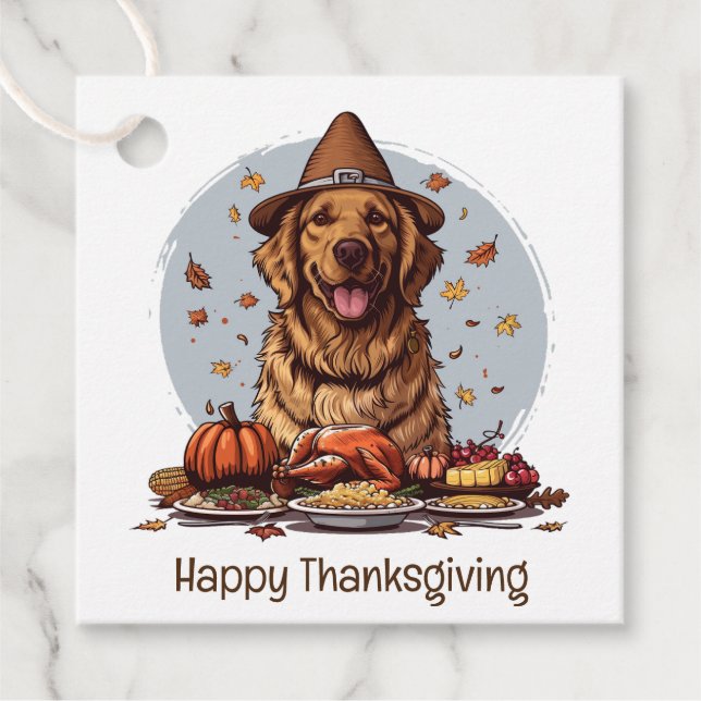 Happy Thanksgiving Golden Retriever Dog Geschenkanhänger (Vorderseite)