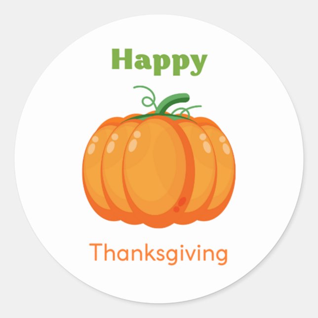 Happy Thanksgiving großen Kürbis Runder Aufkleber (Vorderseite)