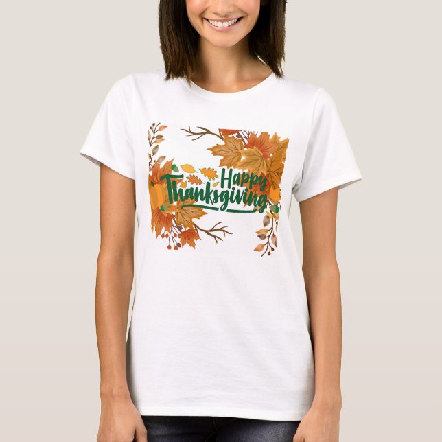 (Happy Thanksgiving) Grundlegender T - Shirt (Vorderseite)