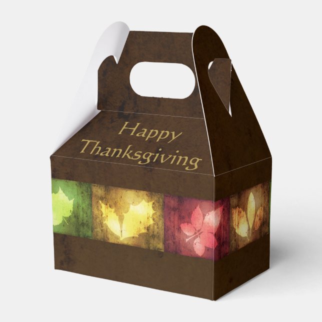 Happy Thanksgiving Grunge Blätter Geschenkschachtel (Rückseite)