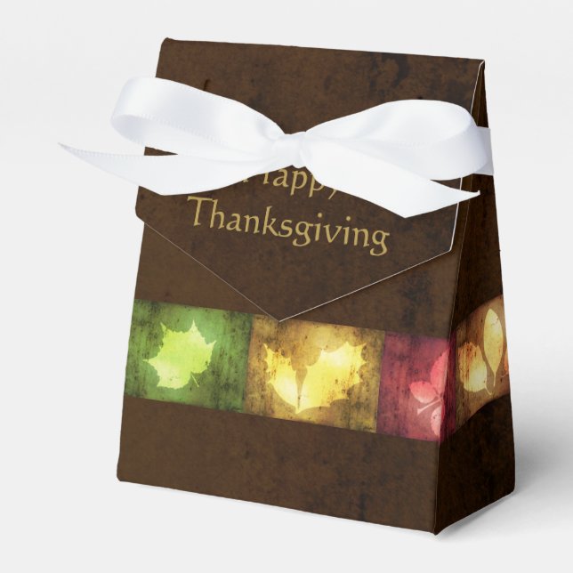 Happy Thanksgiving Grunge Blätter Geschenkschachtel (Vorderseite)