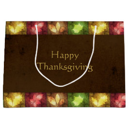 Happy Thanksgiving Grunge Blätter Große Geschenktüte
