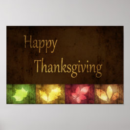 Happy Thanksgiving Grunge Blätter Poster