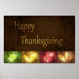 Happy Thanksgiving Grunge Blätter Poster