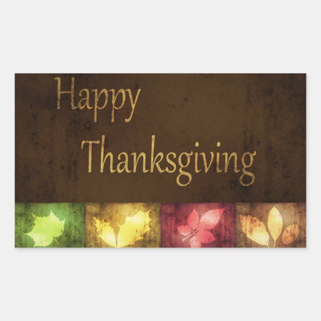 Happy Thanksgiving Grunge Blätter Rechteckiger Aufkleber (Vorderseite)