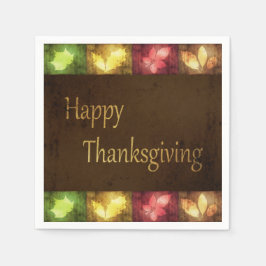 Happy Thanksgiving Grunge Blätter Serviette