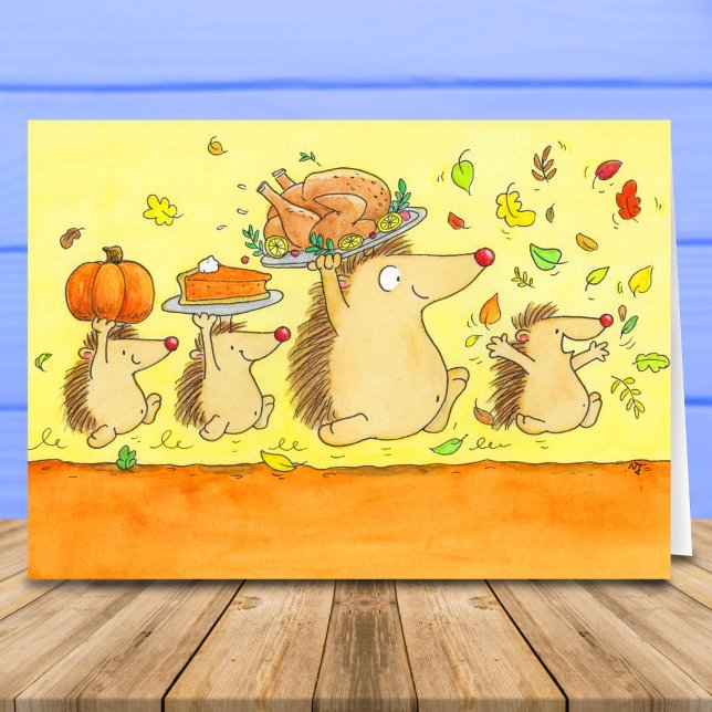 Happy Thanksgiving Hedgehogs Greeting  Karte (Von Creator hochgeladen)