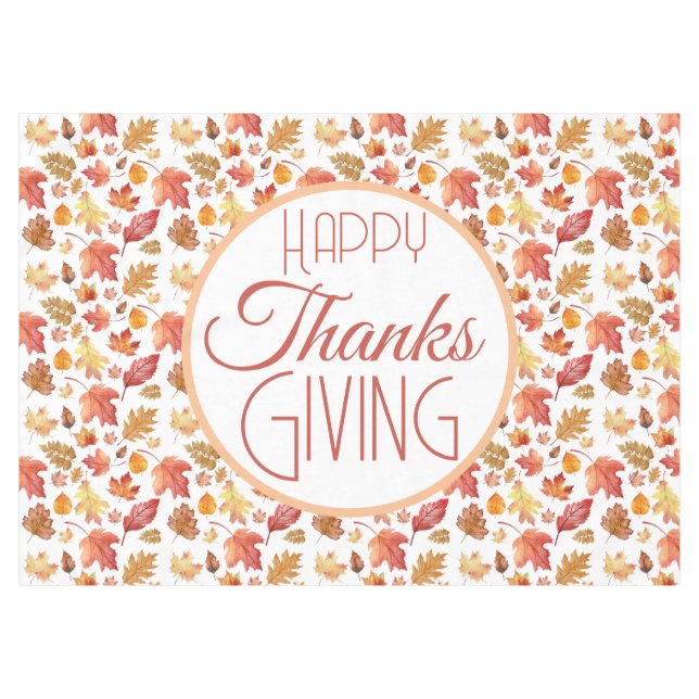 Happy Thanksgiving Herbst Herbstlaub Hintergrund Tischdecke (Vorderseite (Horizontal))