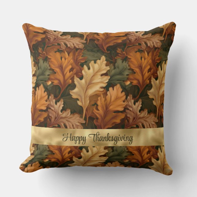 Happy Thanksgiving-Herbstlaub Kissen (Vorderseite)
