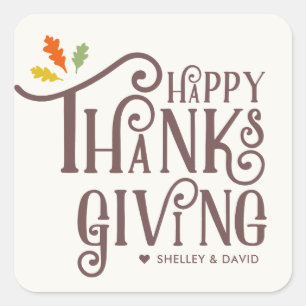 Happy Thanksgiving   HERBSTLAUB Quadratischer Aufkleber