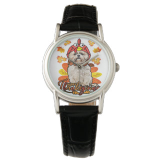 Happy Thanksgiving Herbstlaube Autumn Shih Tzu Armbanduhr