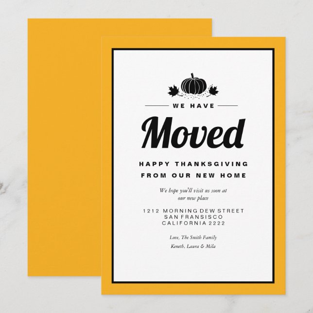 Happy Thanksgiving Holiday Moving Bekanntgabe Einladung (Vorne/Hinten)