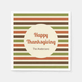 Happy Thanksgiving Host Name Herbst Farben Streife Serviette